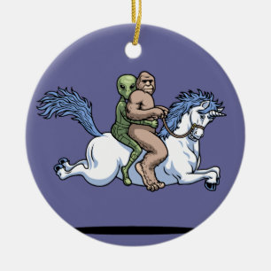 Bigfoot, Alien, Unicorn Julgransprydnad Keramik
