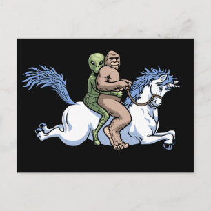 Bigfoot, Alien, Unicorn Vykort