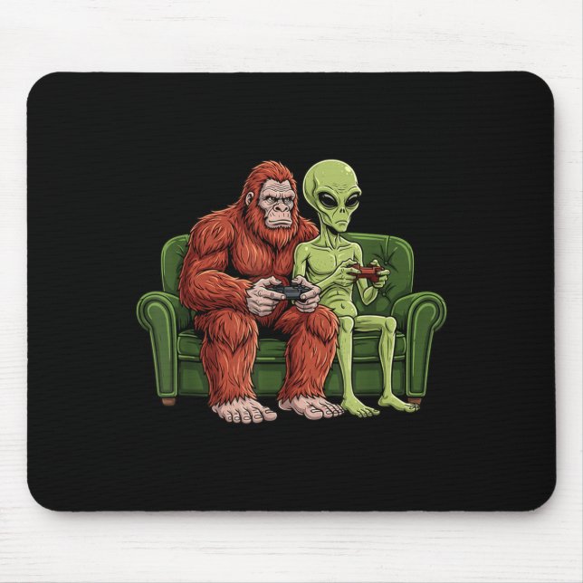Bigfoot Alien Video Games Gaming Sasquatch Ufo Men Musmatta (Framsidan)