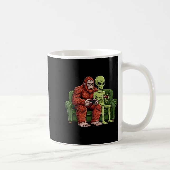 Bigfoot Alien Videospel Gaming Sasquatch Ufo Män Kaffemugg (Höger)