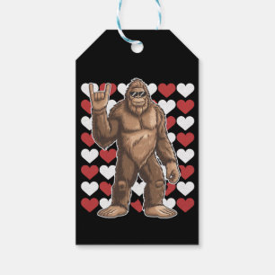 Bigfoot Alla hjärtans dag Roliga hjärtan Sasquatch Presentetikett