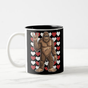 Bigfoot Alla hjärtans dag Roliga hjärtan Sasquatch Två-Tonad Mugg
