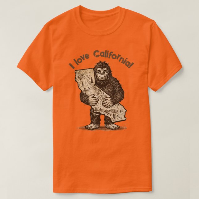 Bigfoot älskar Kalifornien  T Shirt (Design framsida)
