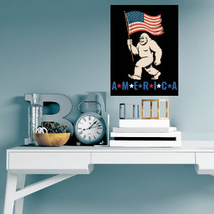 Bigfoot America Patriotisk Rollig Sasquatch USA Vä Poster