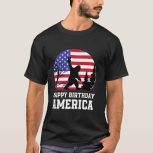 Bigfoot America Sten på den amerikanska Flagga Pat T Shirt