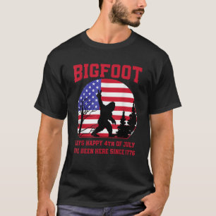 Bigfoot America Sten på den amerikanska Flagga Pat T Shirt