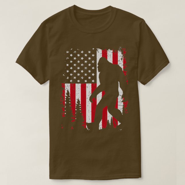 Bigfoot American Flagga 4:e juli (2) T Shirt (Design framsida)