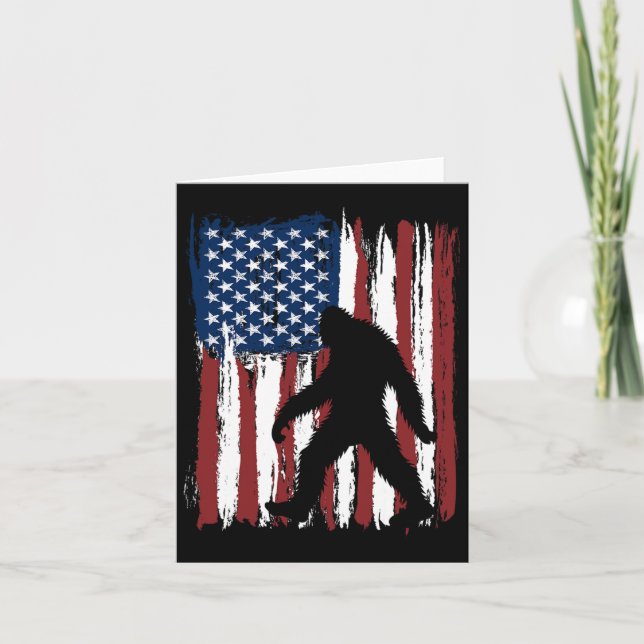 Bigfoot American Flagga, 4:e juli Patriotic Kort (Framsida)