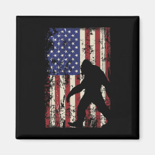 Bigfoot American Flagga 4:e juli Patriotic Magnet