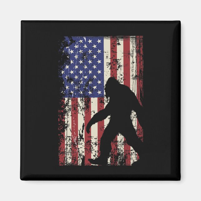Bigfoot American Flagga 4:e juli Patriotic Magnet (Framsidan)