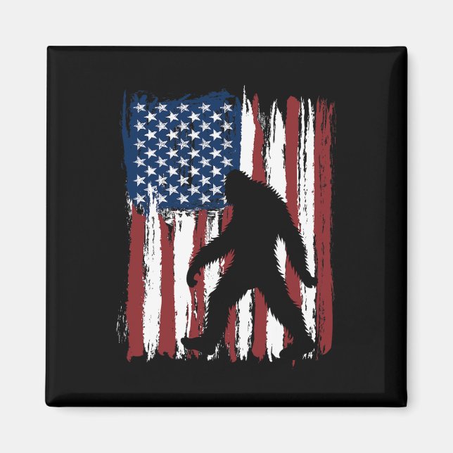 Bigfoot American Flagga, 4:e juli Patriotic Magnet (Framsidan)