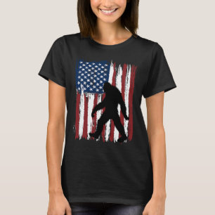Bigfoot American Flagga, 4:e juli Patriotic T Shirt