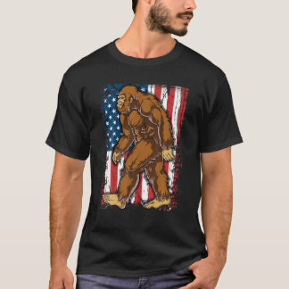 Bigfoot American Flagga 4:e juli T shirt Manar Boy