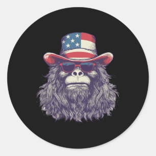 Bigfoot American Flagga Hat 4 juli Patriotic Sa Runt Klistermärke