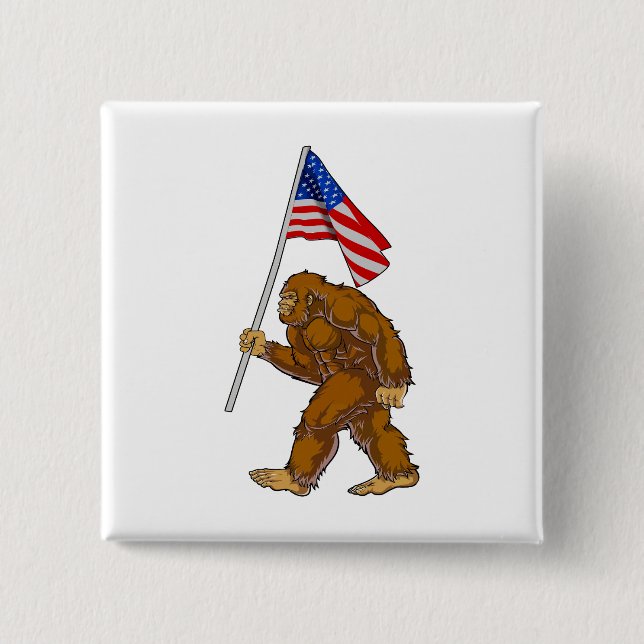 Bigfoot American Flagga Knapp (Framsida)