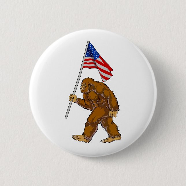 Bigfoot American Flagga Knapp (Framsida)