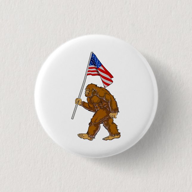 Bigfoot American Flagga Knapp (Framsida)
