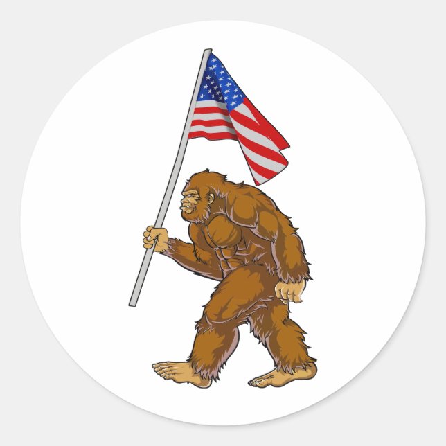 Bigfoot American Flagga Runt Klistermärke (Framsida)