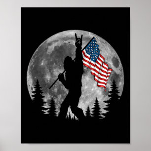 Bigfoot American Flagga Sasquatch Patriotic 4:e J. Poster