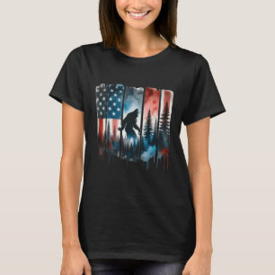 Bigfoot American Flagga Sasquatch Patriotic 4:e J. T Shirt
