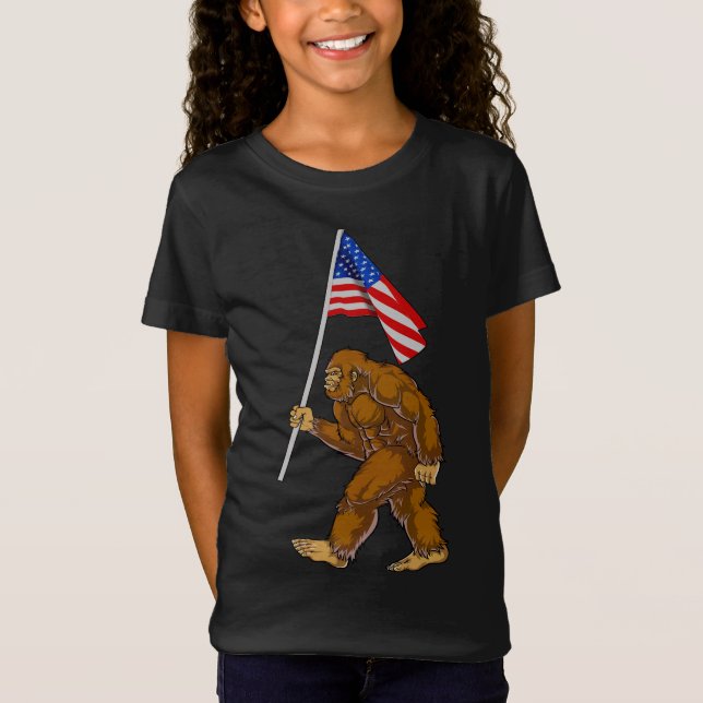 Bigfoot American Flagga T Shirt (Framsida)