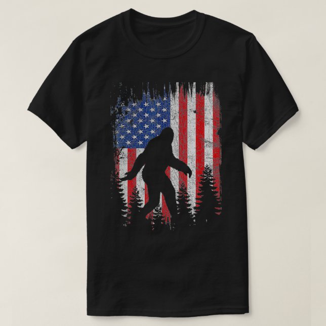 Bigfoot American USA flagga Patriotic 4:e juli T Shirt (Design framsida)