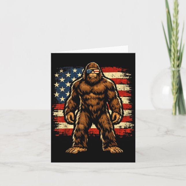 Bigfoot Amerikansk Flagga Grafisk Patriotisk Sasqu Kort (Framsida)
