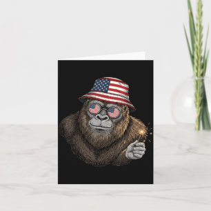 Bigfoot Amerikansk Flagga Patriotisk Sasquatch 4:e Kort