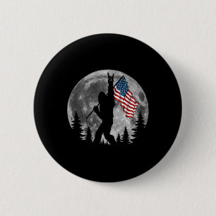 Bigfoot Amerikansk Flagga Sasquatch Patriotisk 4:e Knapp