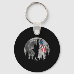 Bigfoot Amerikansk Flagga Sasquatch Patriotisk 4:e Nyckelring