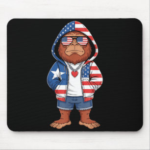 Bigfoot Amerikansk Flagga Sasquatch Patriotisk 4 j Musmatta