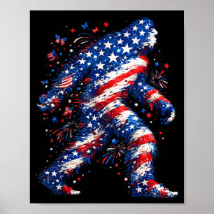 Bigfoot amerikansk flagga sasquatch patriotisk rol poster