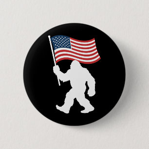 Bigfoot Amerikansk Flagga Sasquatch Patriotisk Usa Knapp
