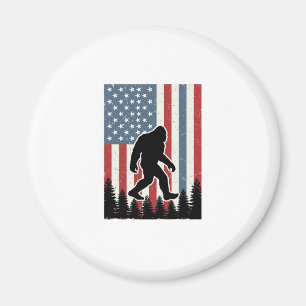 Bigfoot Amerikansk Flagga Vintage Vektor T-Shirt D Magnet