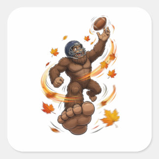 Bigfoot amerikansk fotbollströja Rolig Sasquatch G Fyrkantigt Klistermärke