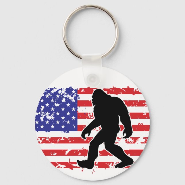 Bigfoot and the American Flag Nyckelring (Framsida)