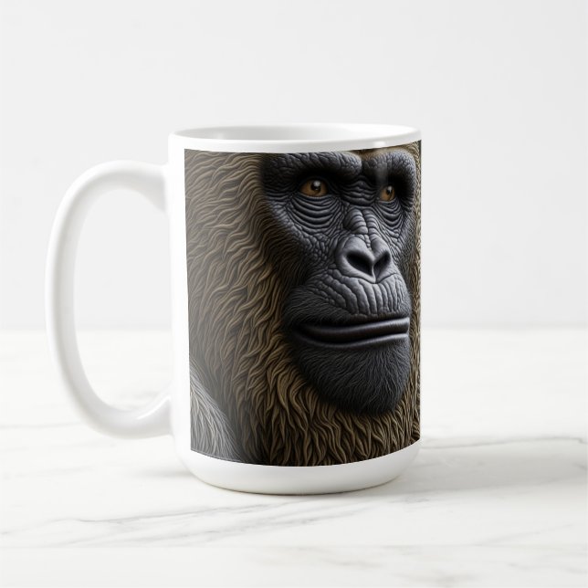 Bigfoot Ansikte Closeup | Gorilla, Skunk Ape Kaffemugg (Vänster)