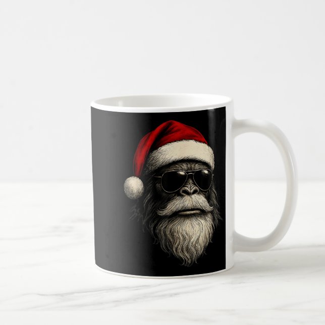 Bigfoot-ansikte solglasögon Santa jul rolig jul sa Kaffemugg (Höger)