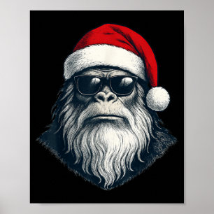 Bigfoot Ansikte Solglasögon Santa Jul Rolig Xmas Poster