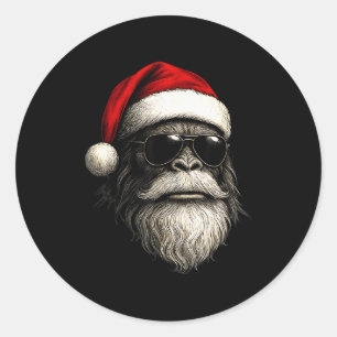 Bigfoot-ansikte Solglasögon Santa jul Roligt jul B Runt Klistermärke