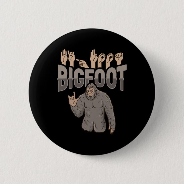 Bigfoot Asl Hand Gesture Döv Hearing Loss Awarene Knapp (Framsida)
