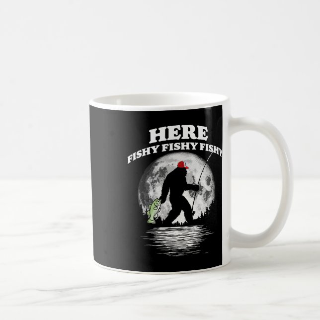 Bigfoot B Nattfiske! Här Fishy Bquatch Sasqua Kaffemugg (Höger)