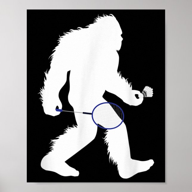 Bigfoot Badminton Player Sasquatch Shuttle Poster (Framsidan)