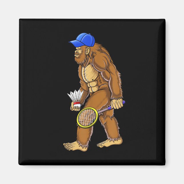 Bigfoot Badminton Shuttle Art Sports Magnet (Framsidan)