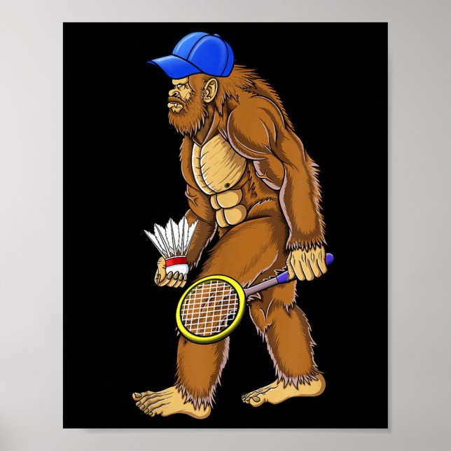 Bigfoot Badminton Shuttle Art Sports Poster (Framsidan)