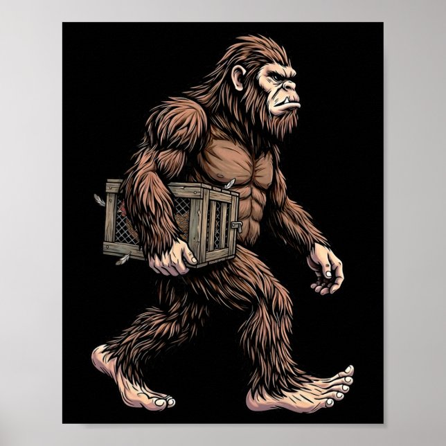 Bigfoot Bärande Kycklinglåda Sasquatch Farm Humor Poster (Framsidan)