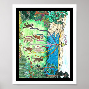 Bigfoot-barn som dansar runt en majpole poster