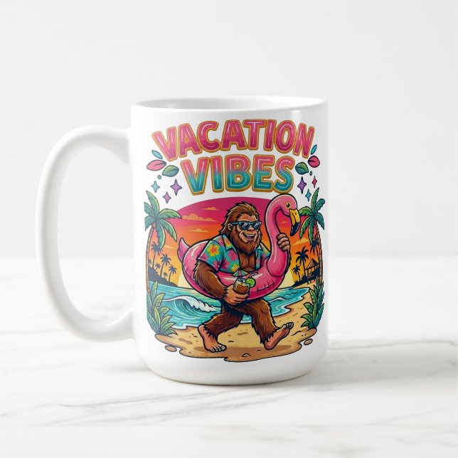 Bigfoot Beach Paradise Semester Vibes Sommar Kaffemugg (Vänster)