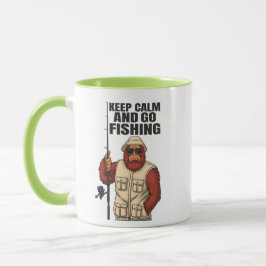 Bigfoot Behålla Lugn och Go Fishing Funny Sasquatc Mugg