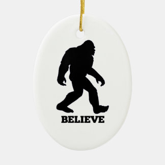 Bigfoot BELIEVE Sasquatch Julgransprydnad Keramik